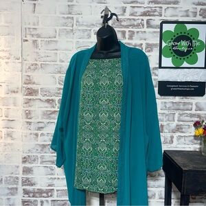 Collective Concepts Turquoise Blouse open front 2X